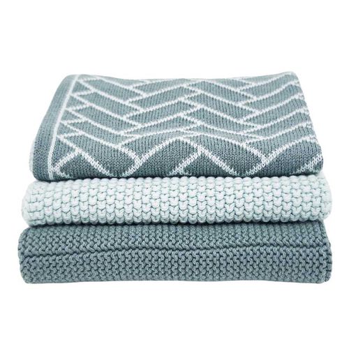 Ecovask Dishcloth Variety 3Pk - Sea Foam Herringbone